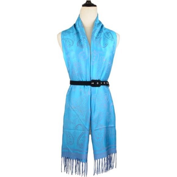 Women's Pashmina Shawl Wrap Two Tone Blue - Picture 4 of 7